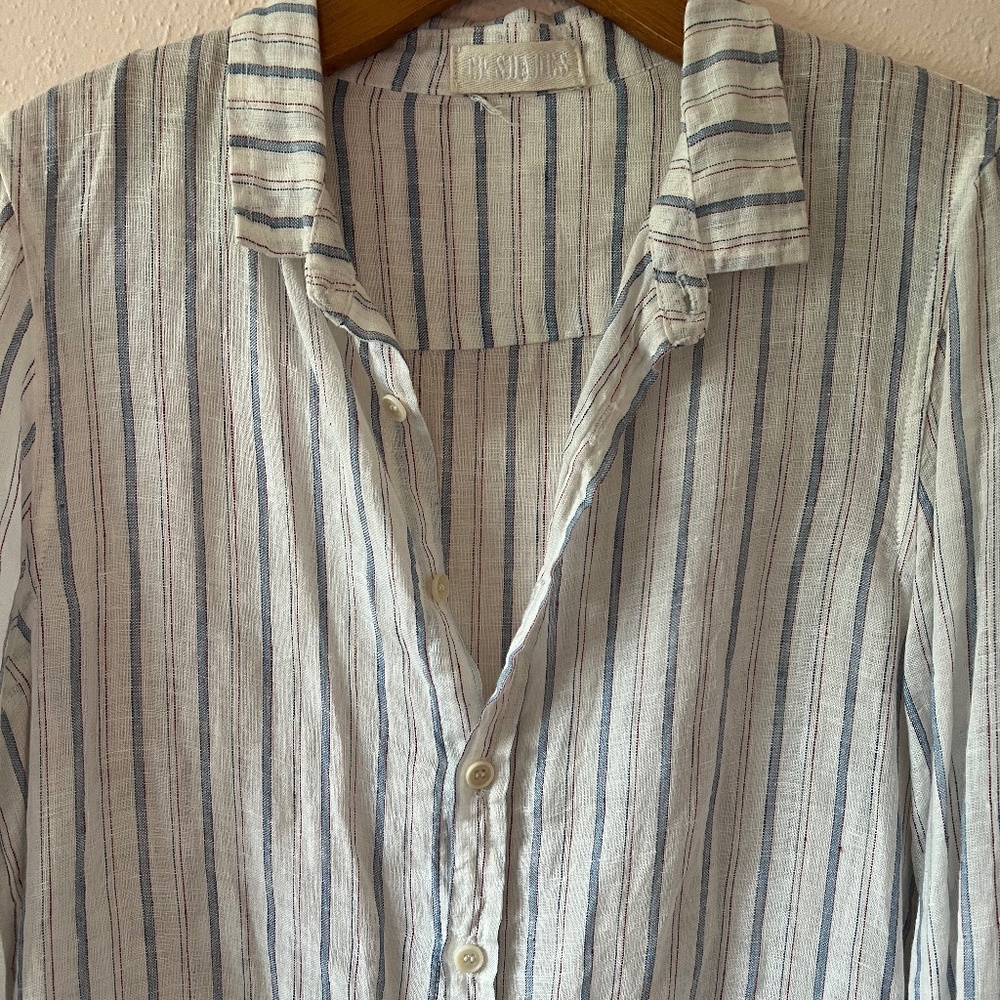 CP Shades Linen Stripe Relaxed Button Down Shirt Tunic (XS)